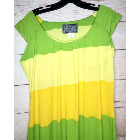 Rare Club Style Yellow Green Nightgown Sleepwear Summer Sleeveless Dress Size 12 - Picture 10 of 13